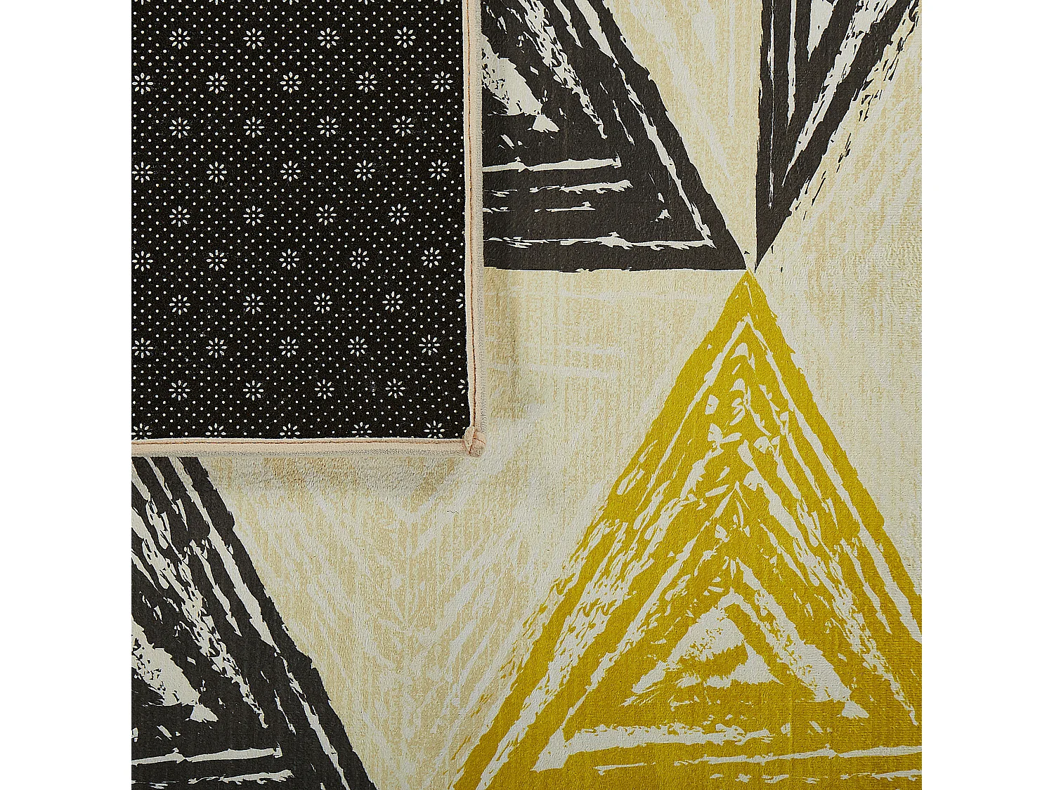Teppich grau-gelb-mintgrün 140 x 200 cm Dreieckmuster Kurzflor KALEN