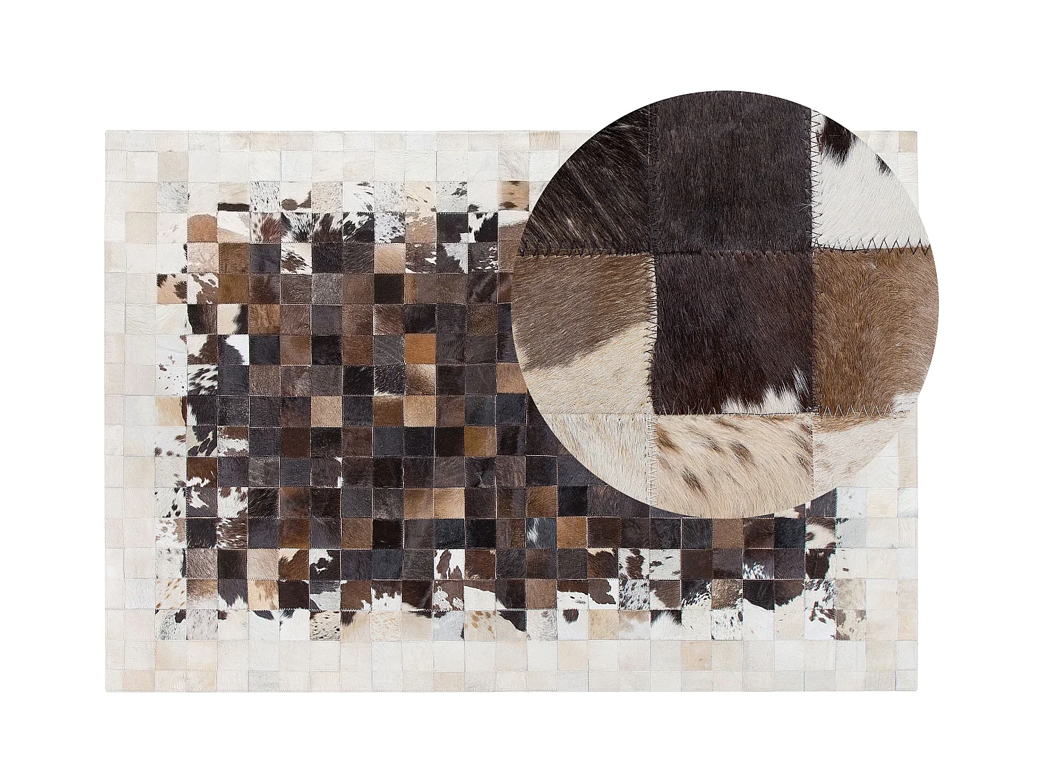 Wohnzimmer Teppich Modern Braun Beige Leder 140 x 200 cm Okculu