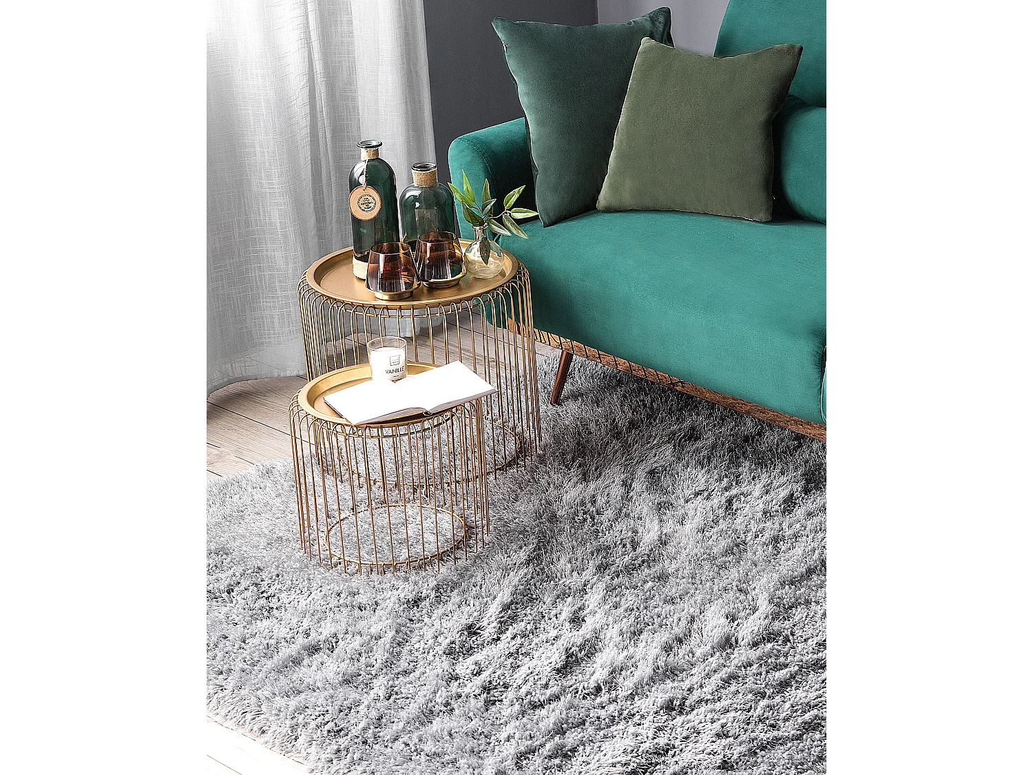 Tapis à poils longs CIDE Gris clair 200 x 300 cm