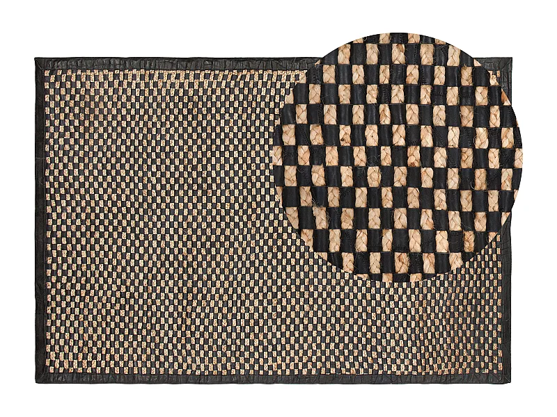 Teppich GERCE 140 x 200 cm Echtleder Schwarz