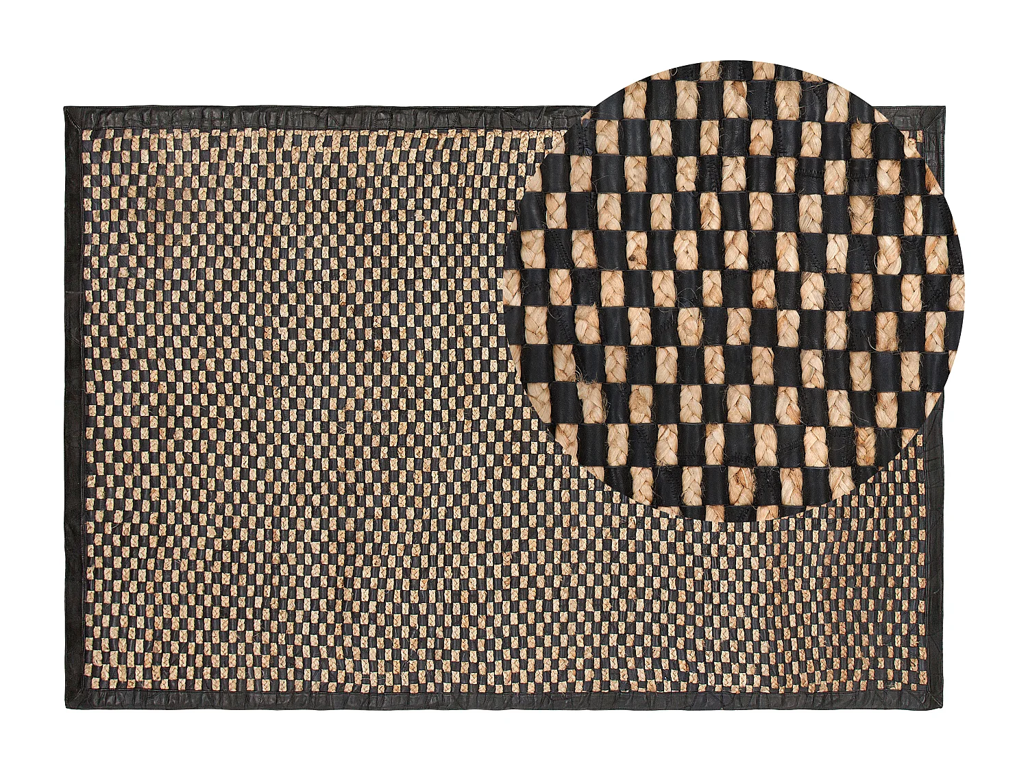 Vloerkleed GERCE 140 x 200 cm Leer Zwart