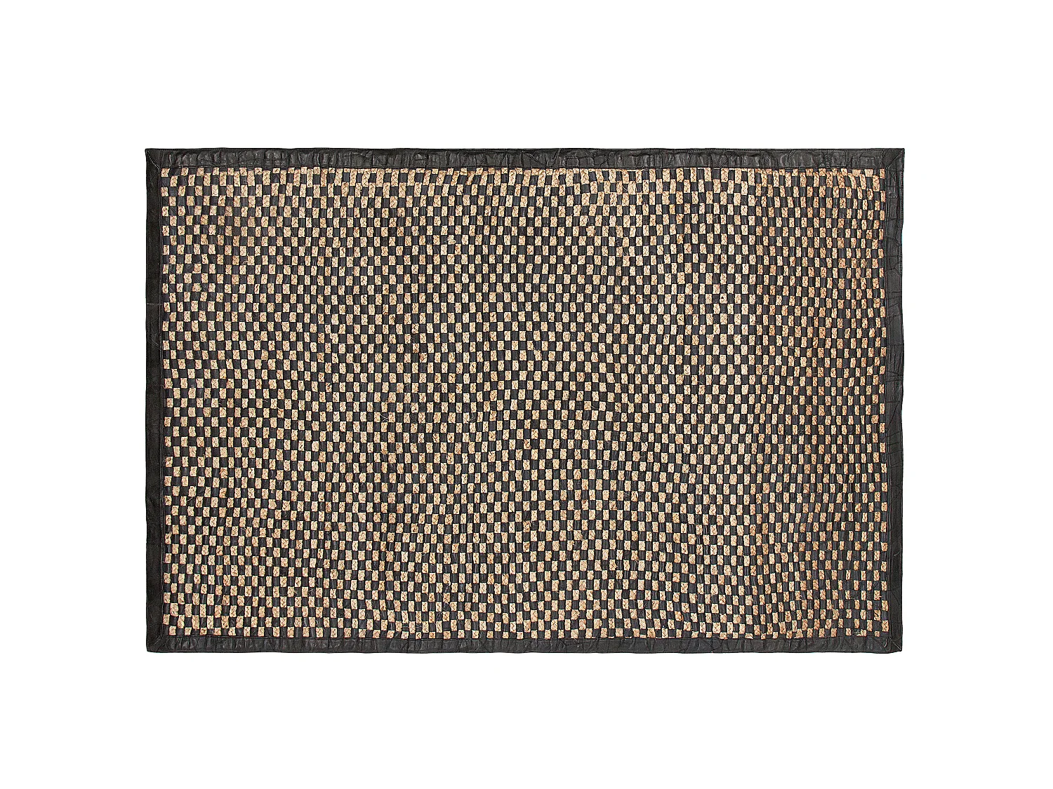 Vloerkleed GERCE 140 x 200 cm Leer Zwart