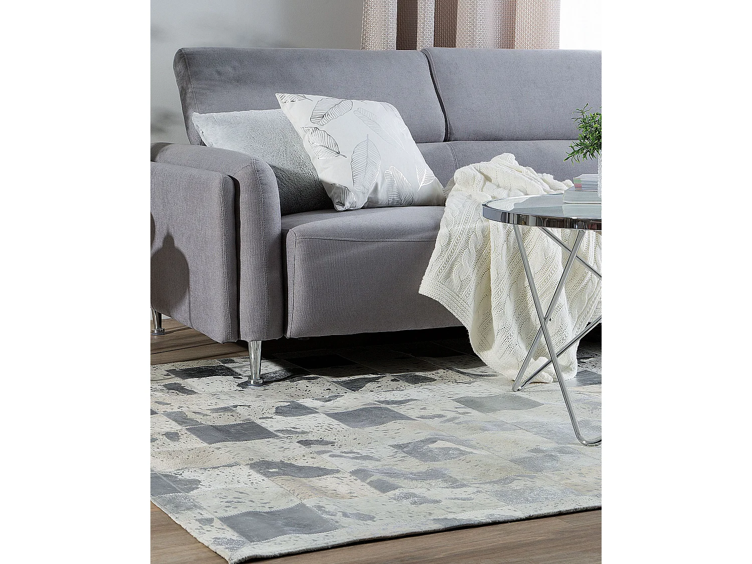 Tapis YAZIR 160 x 230 cm Cuir Argenté