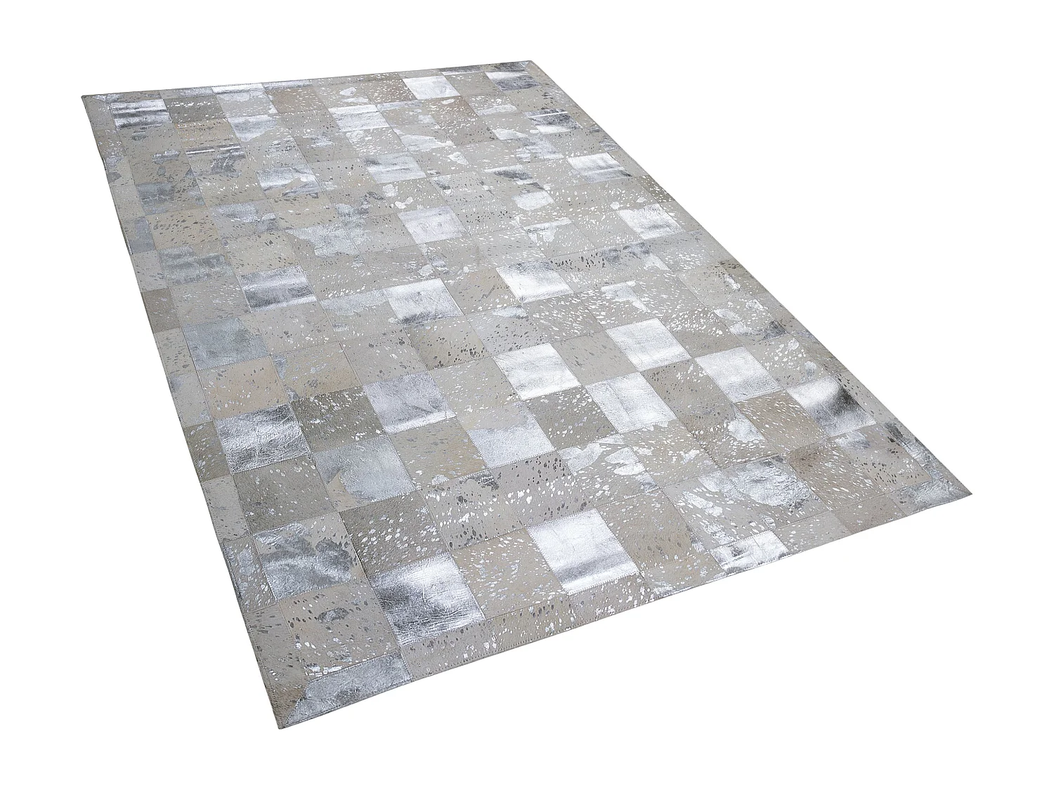 Dywan patchwork skórzany 160 x 230 cm beżowo-srebrny YAZIR