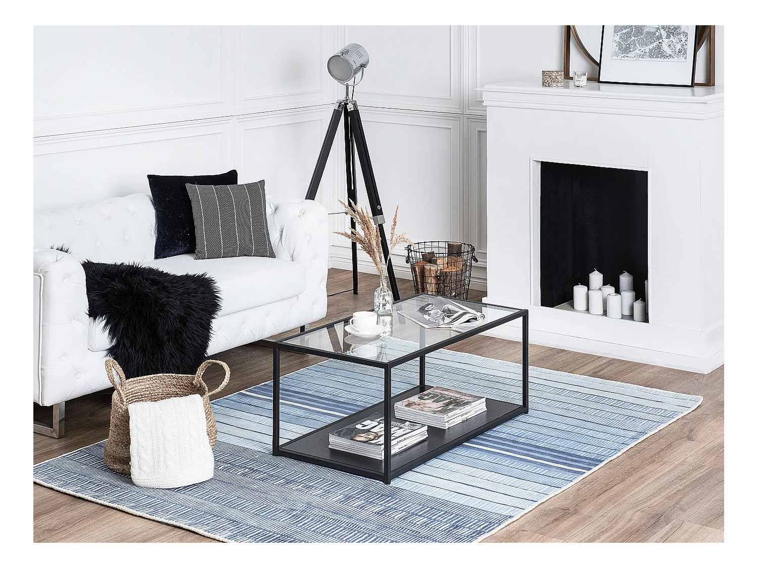 Tapis YARDERE Bleu clair 160 x 230 cm Soie artificielle