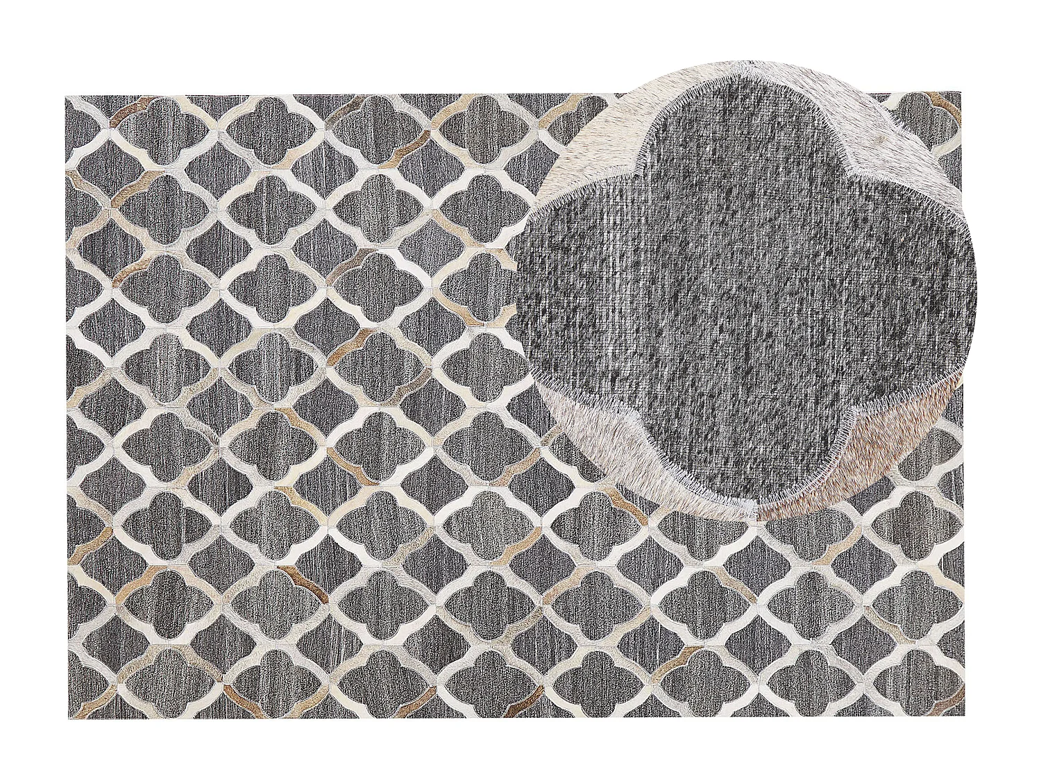 Dekorativer Lederteppich Patchwork Muster 160x230 cm grau/beige Rolunay