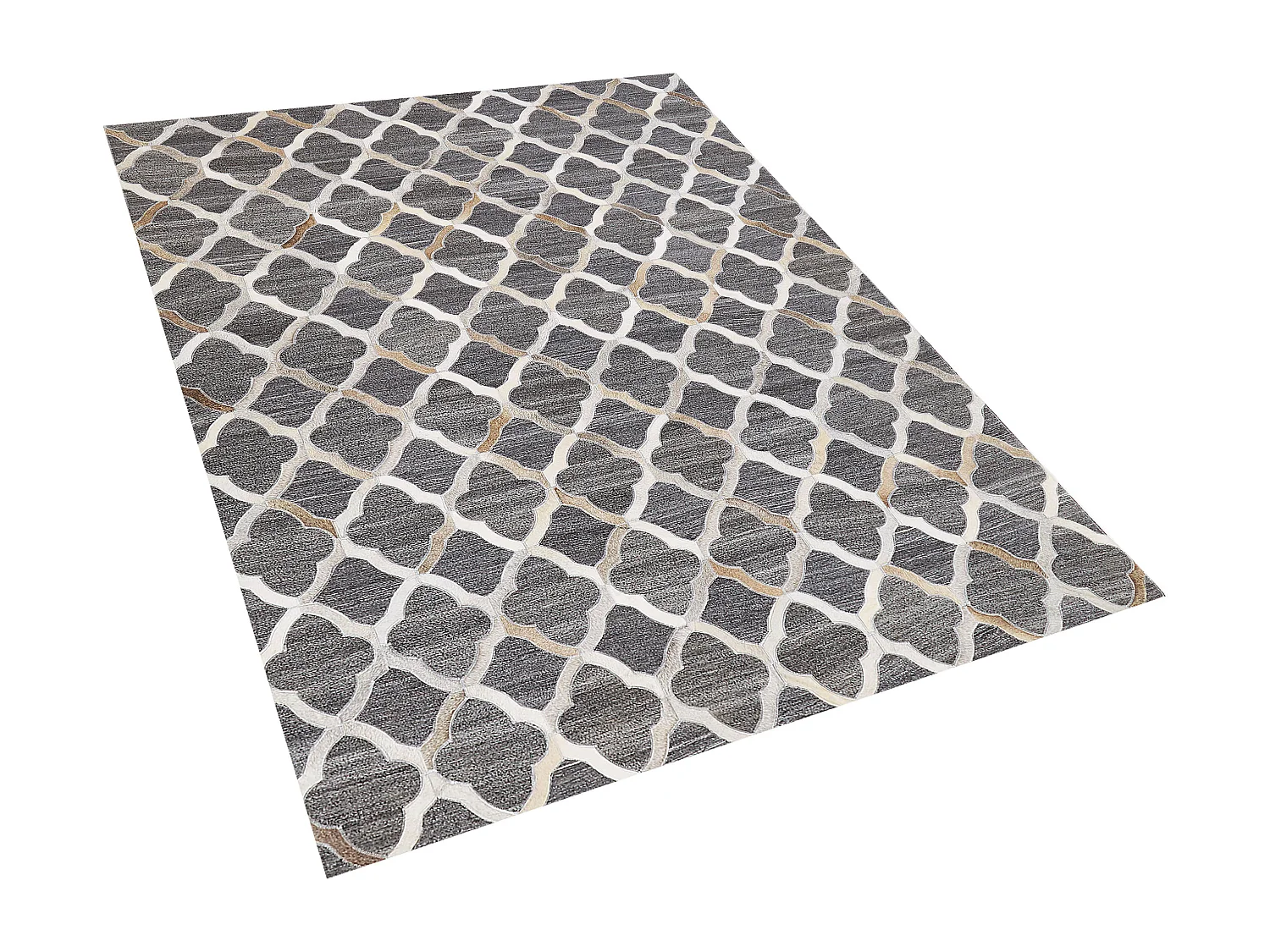 Dekorativer Lederteppich Patchwork Muster 160x230 cm grau/beige Rolunay