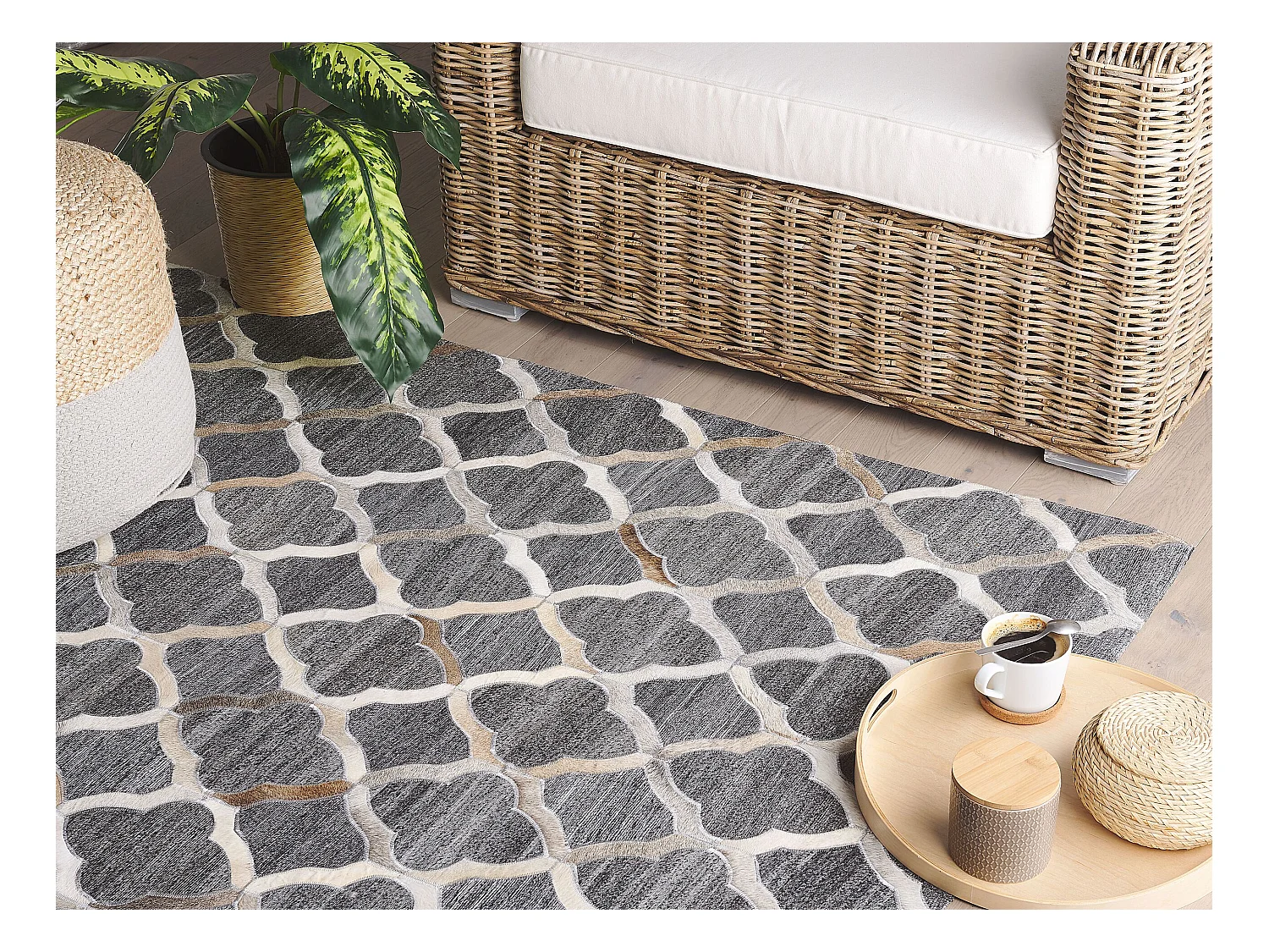 Tapis ROLUNAY Gris foncé 160 x 230 cm Cuir