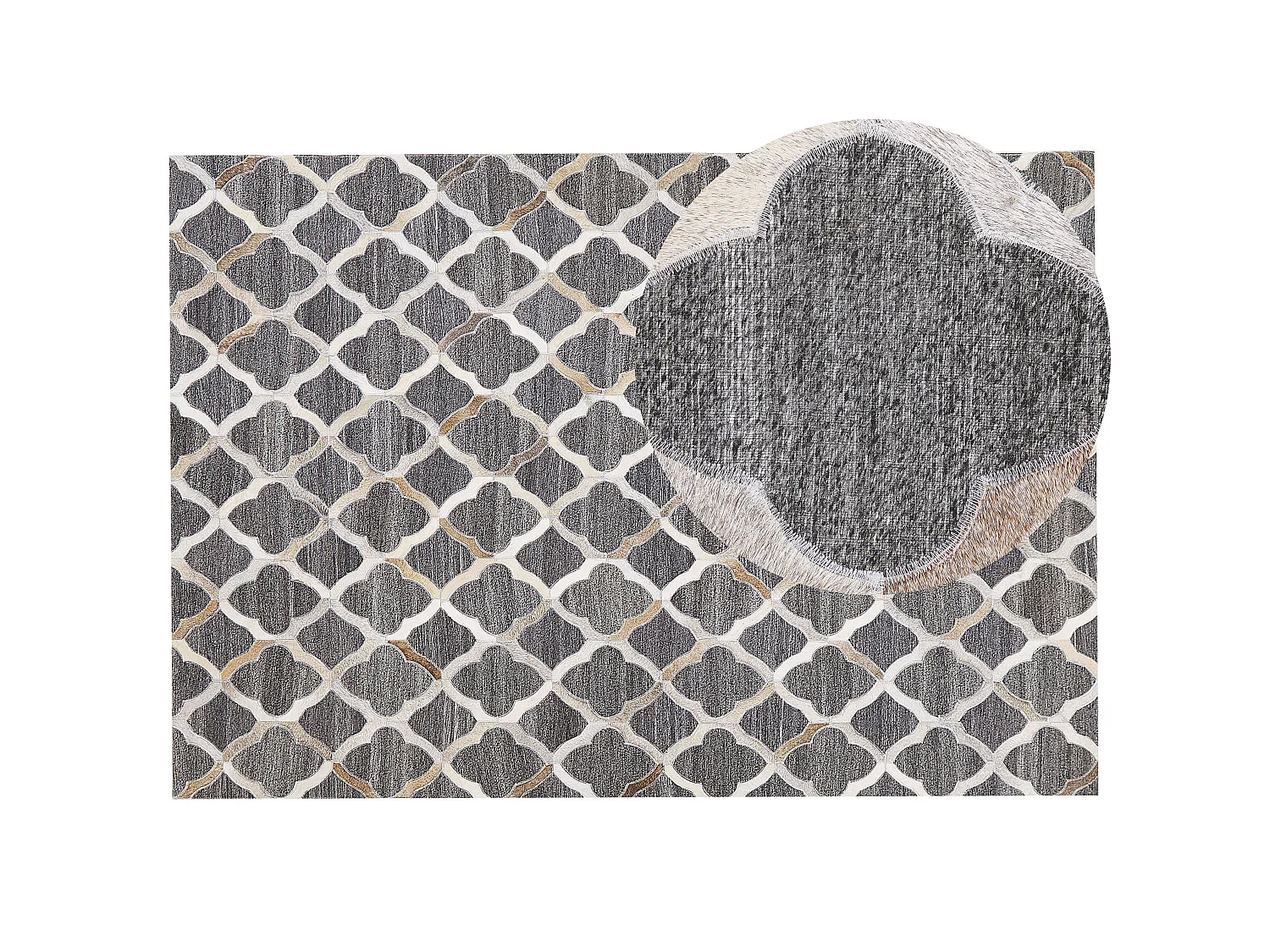 Dywan skórzany 160 x 230 cm szaro-beżowy ROLUNAY