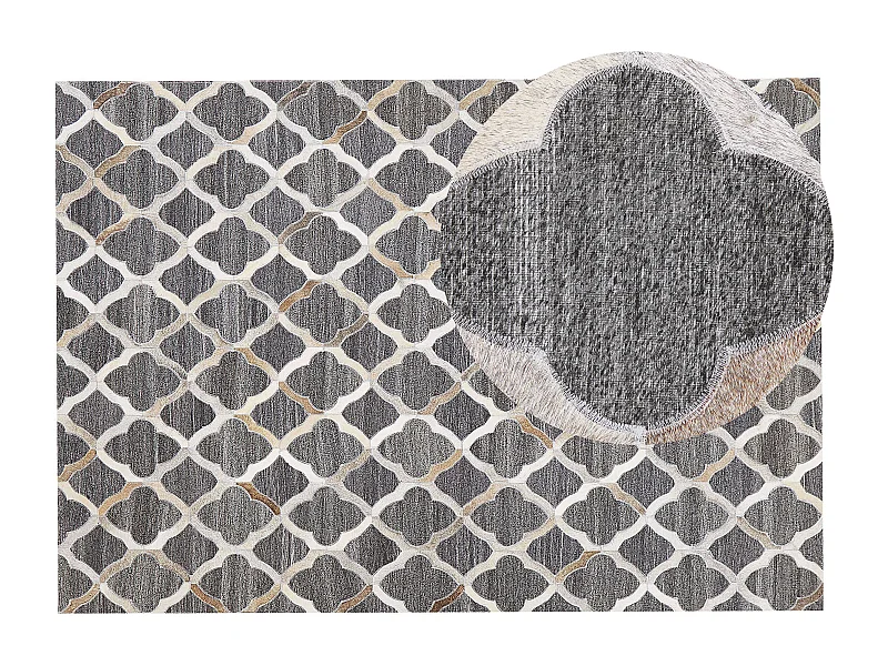 Dekorativer Lederteppich Patchwork Muster 160x230 cm grau/beige Rolunay