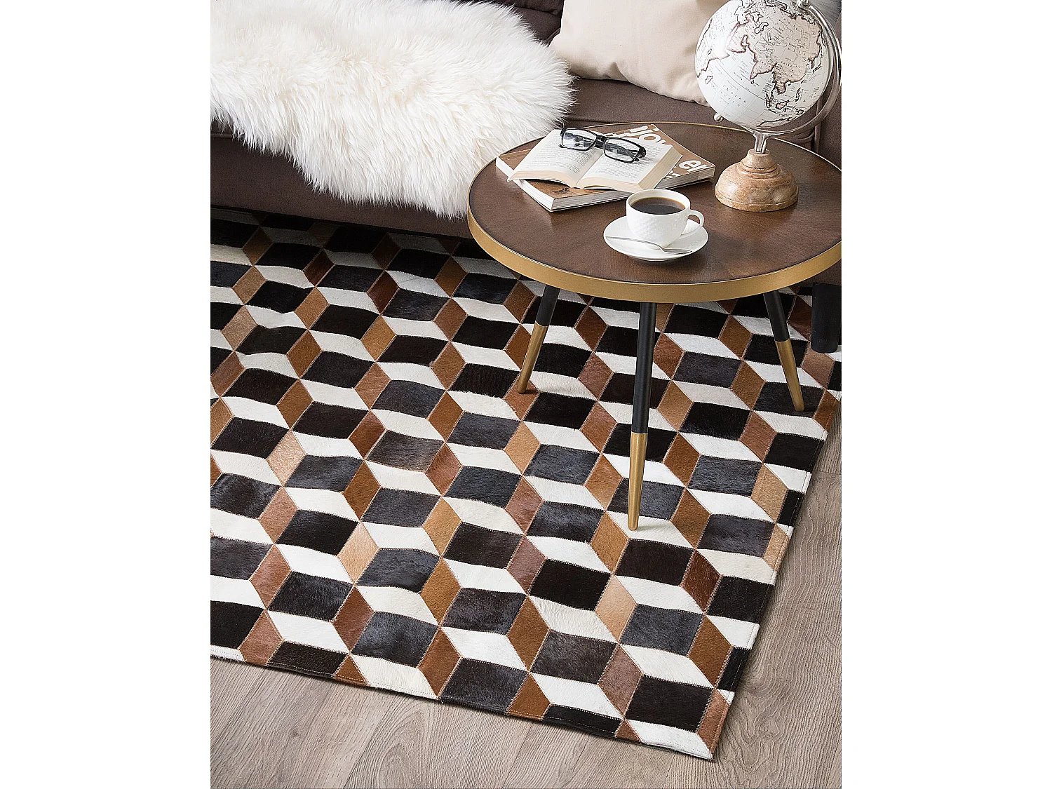 Tapis ALPKOY 140 x 200 cm Cuir Marron