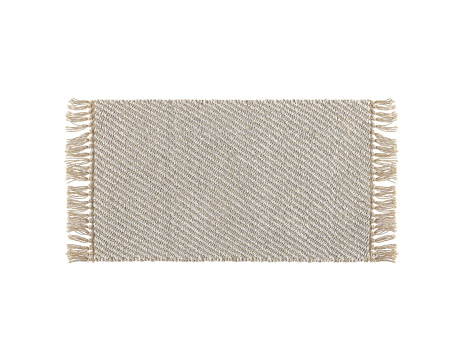 Rechteckiger Boho Teppich mit langen Fransen beige 50x80 cm Aladag