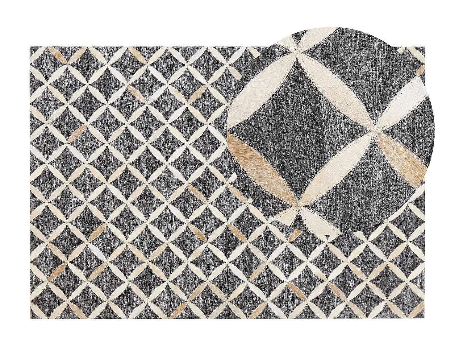 Vloerkleed GENC 140 x 200 cm Leer Donkergrijs