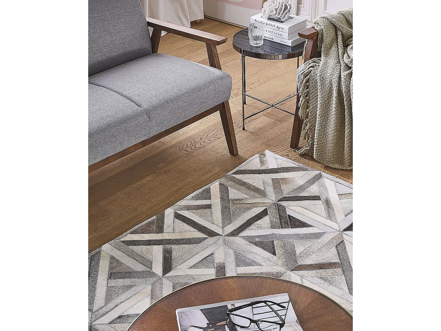 Tapis TAYTAN Beige 140 x 200 cm Cuir