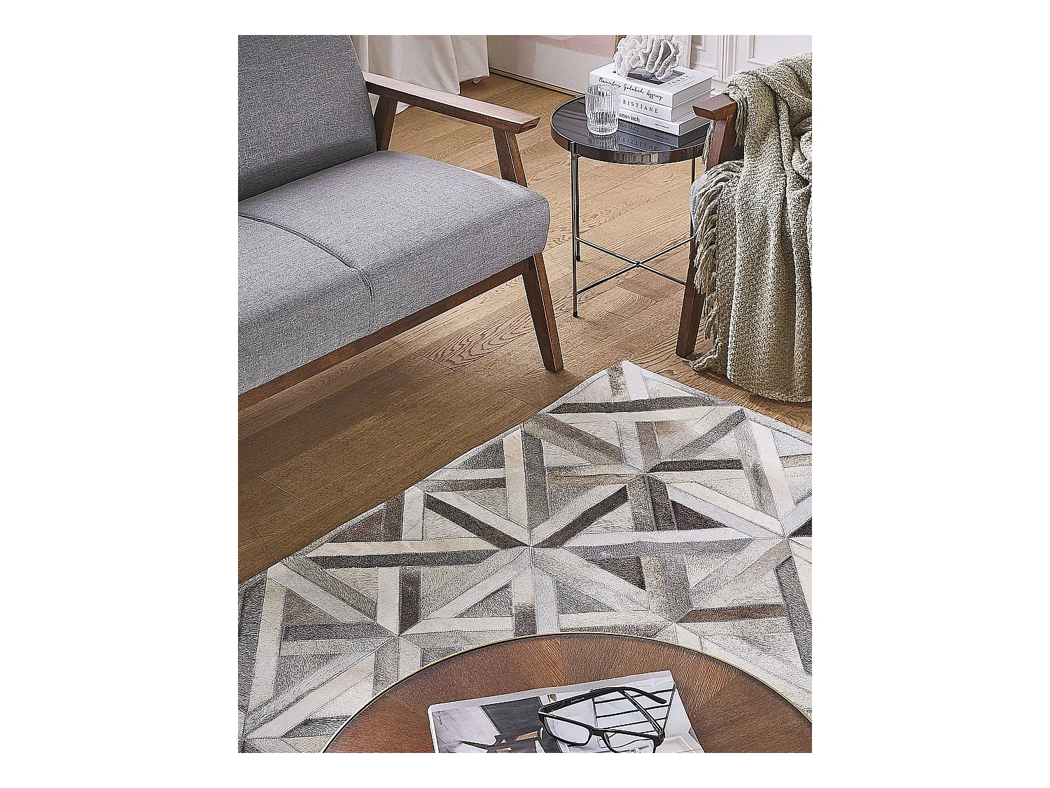 Tapis TAYTAN Beige 140 x 200 cm Cuir