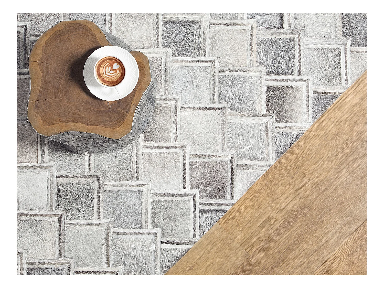 Tapis AGACLI Gris 160 x 230 cm Cuir