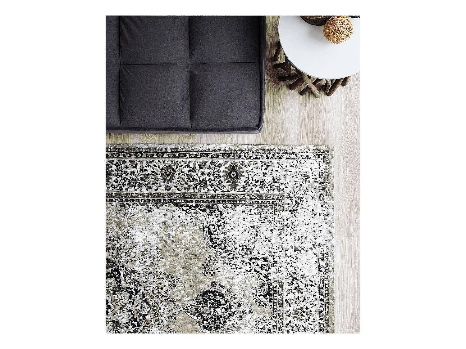 Moderner Teppich in Beige/Grau Vintage Stil Rechteckig 140 x 200 cm Almus