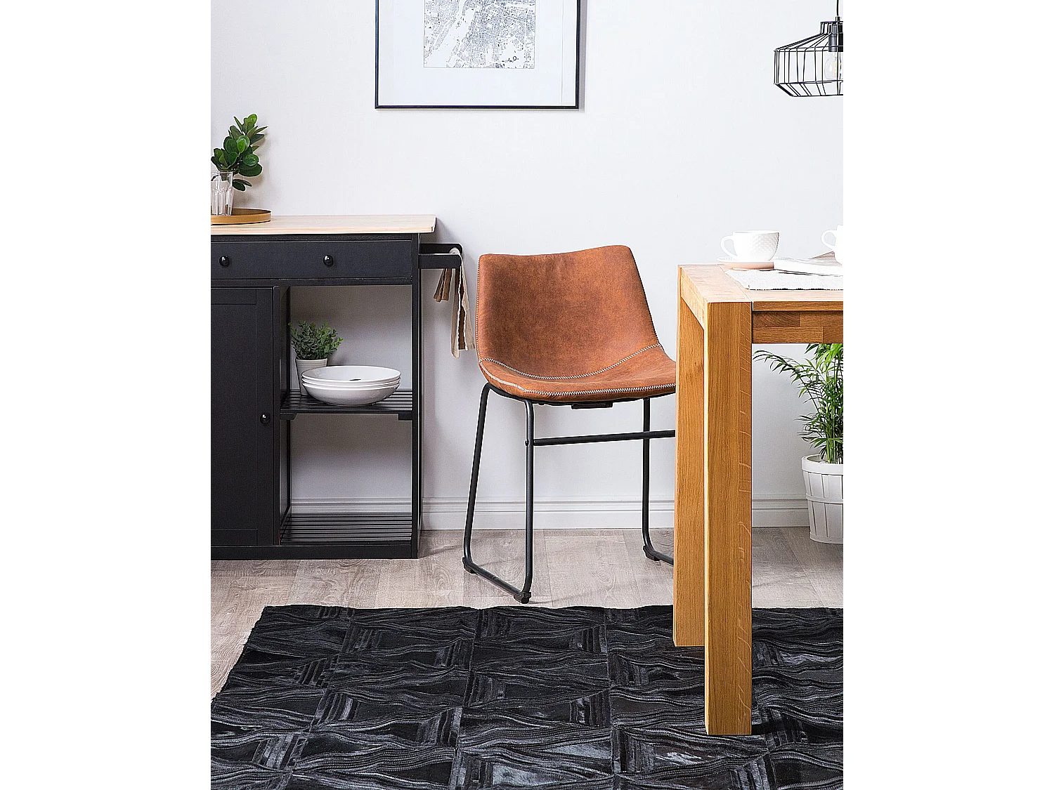 Tapis KASAR Noir 160 x 230 cm Cuir