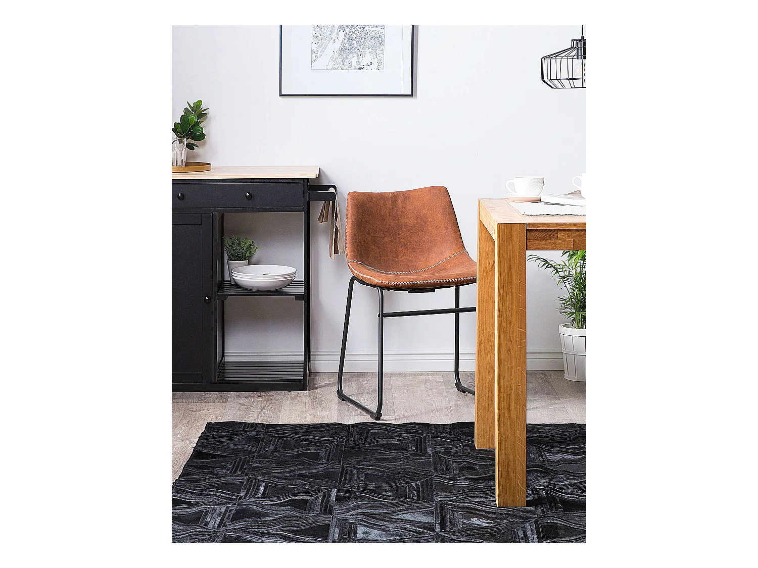 Moderner Teppich Leder schwarz 160 x 230 cm Kasar