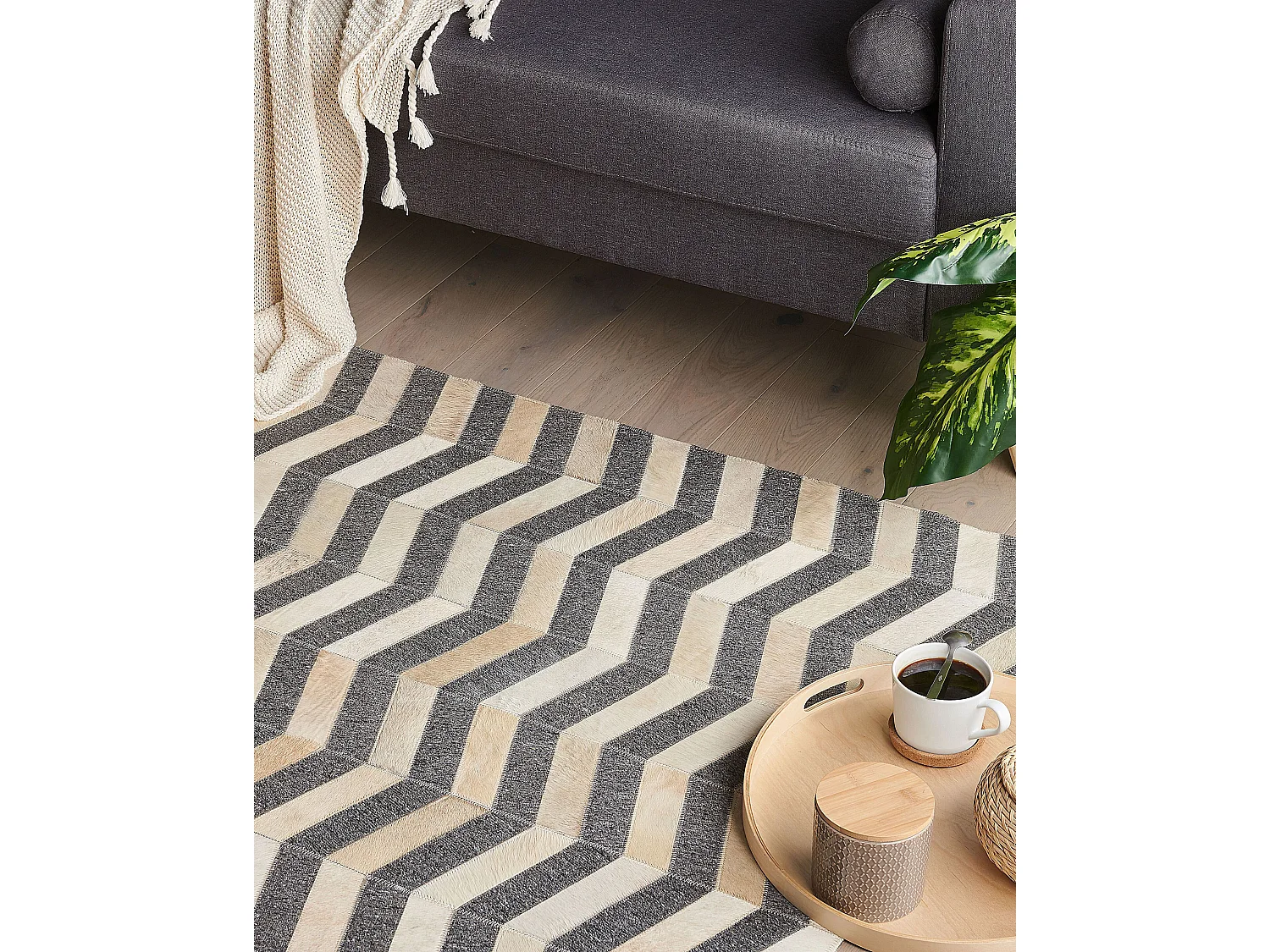 Tapis BAGGOZE Gris foncé 160 x 230 cm Cuir