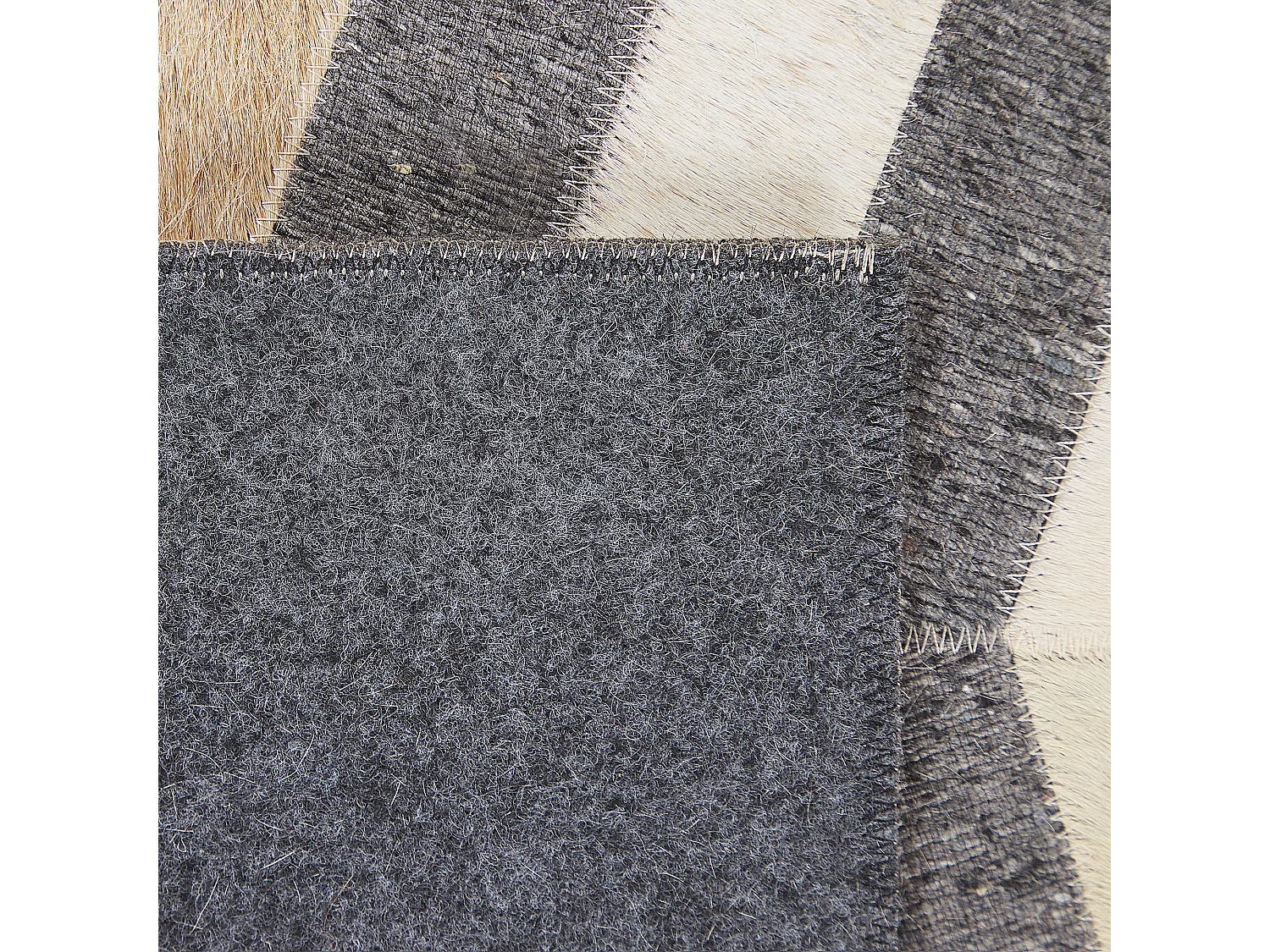 Teppich BAGGOZE 160 x 230 cm Echtleder Dunkelgrau