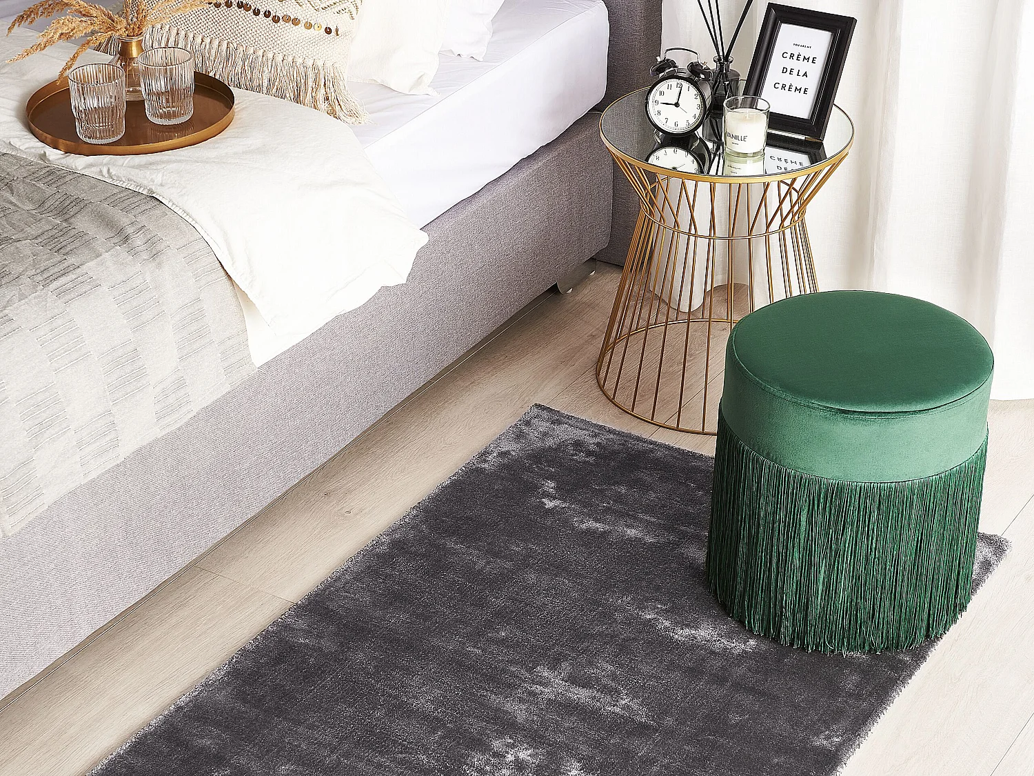 Tapis en viscose gris foncé 80 x 150 cm GESI II