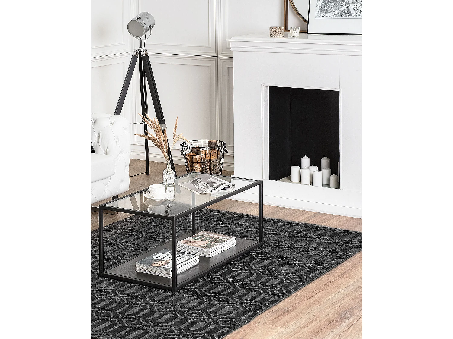 Teppich Dunkelgrau aus Viskose Rechteckig 160 x 230 cm zeitloses Muster Adatepe