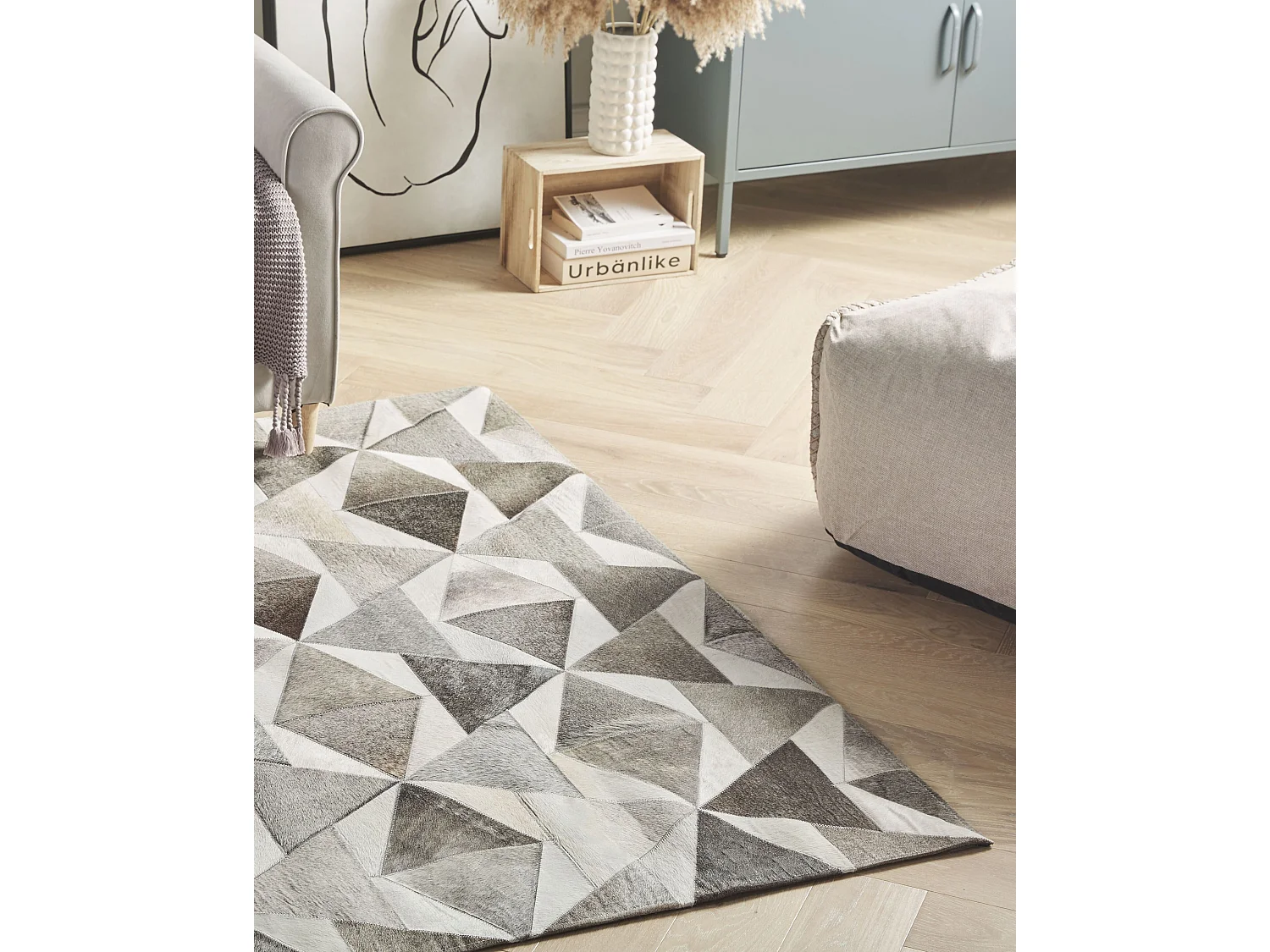 Alfombra ALAKA 140 x 200 cm Piel Gris