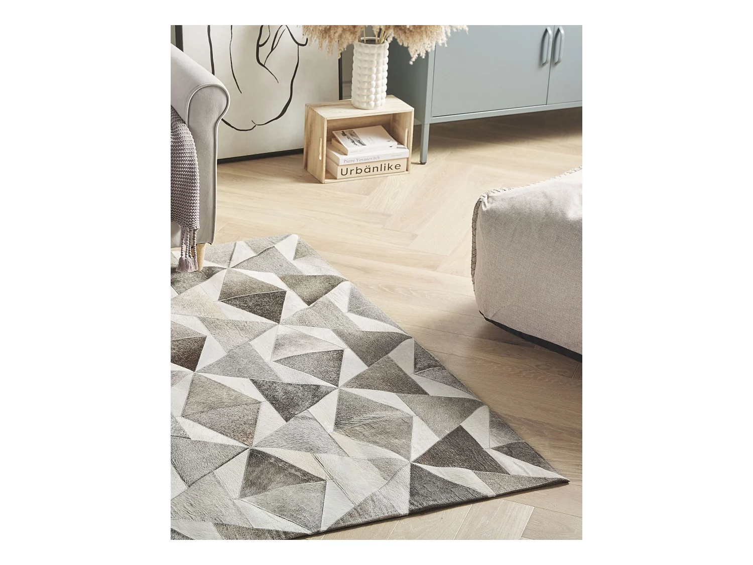 Vloerkleed ALAKA 140 x 200 cm Leer Grijs