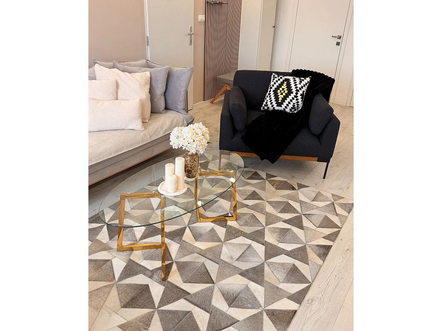Tapis ALAKA 140 x 200 cm Cuir Gris