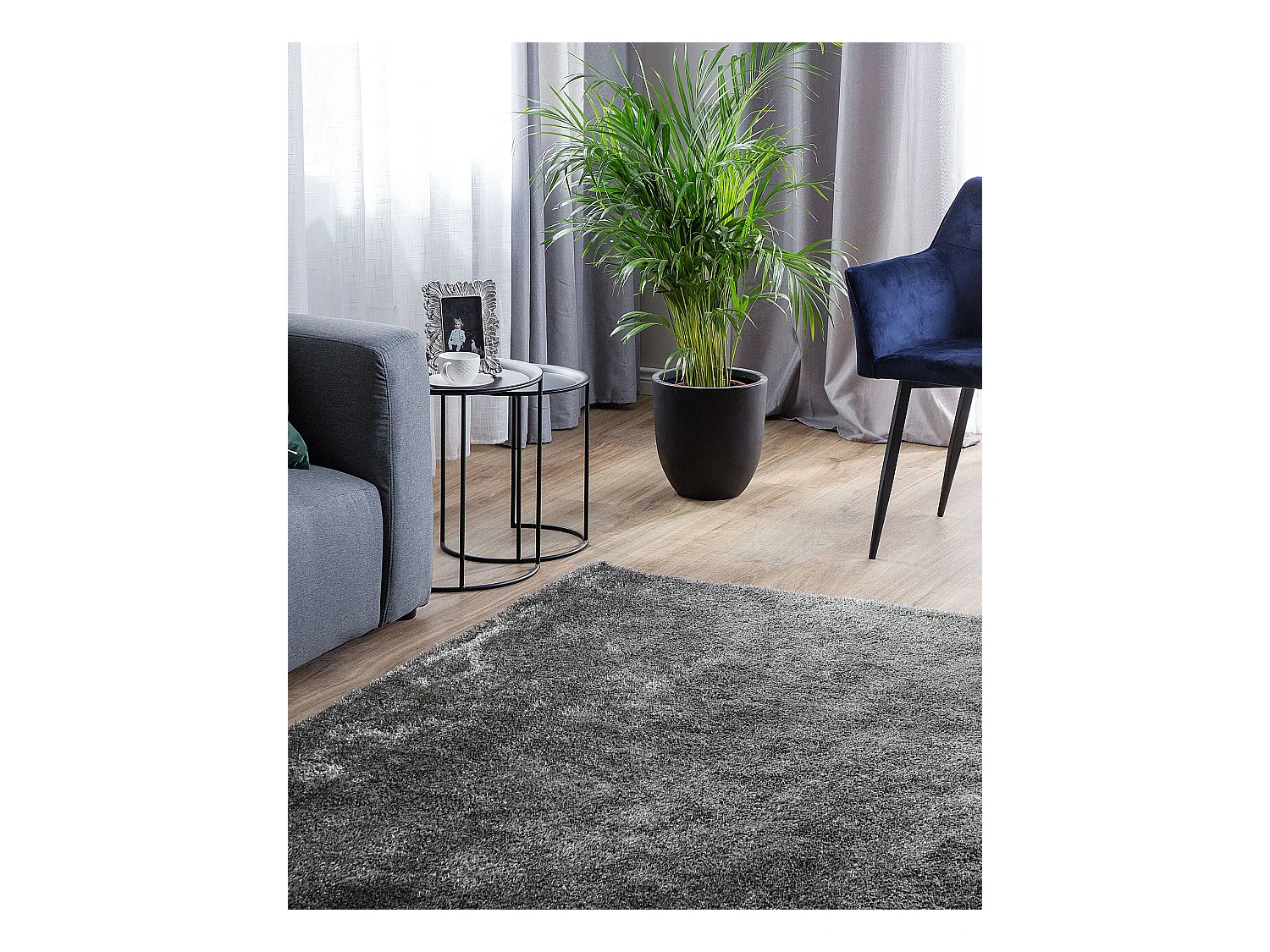 Vloerkleed polyester donkergrijs 160 x 230 cm DEMRE