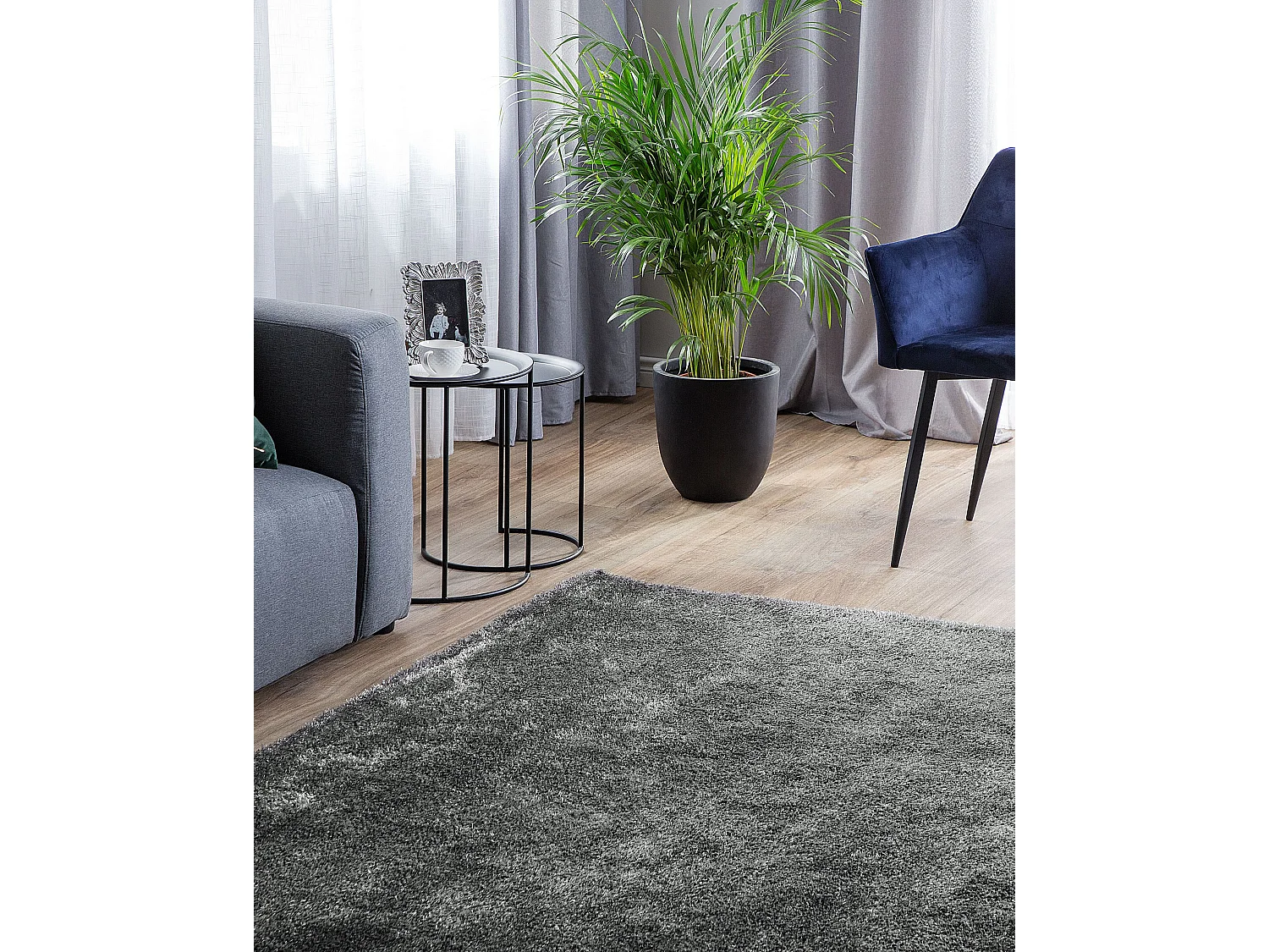 Vloerkleed polyester donkergrijs 160 x 230 cm DEMRE