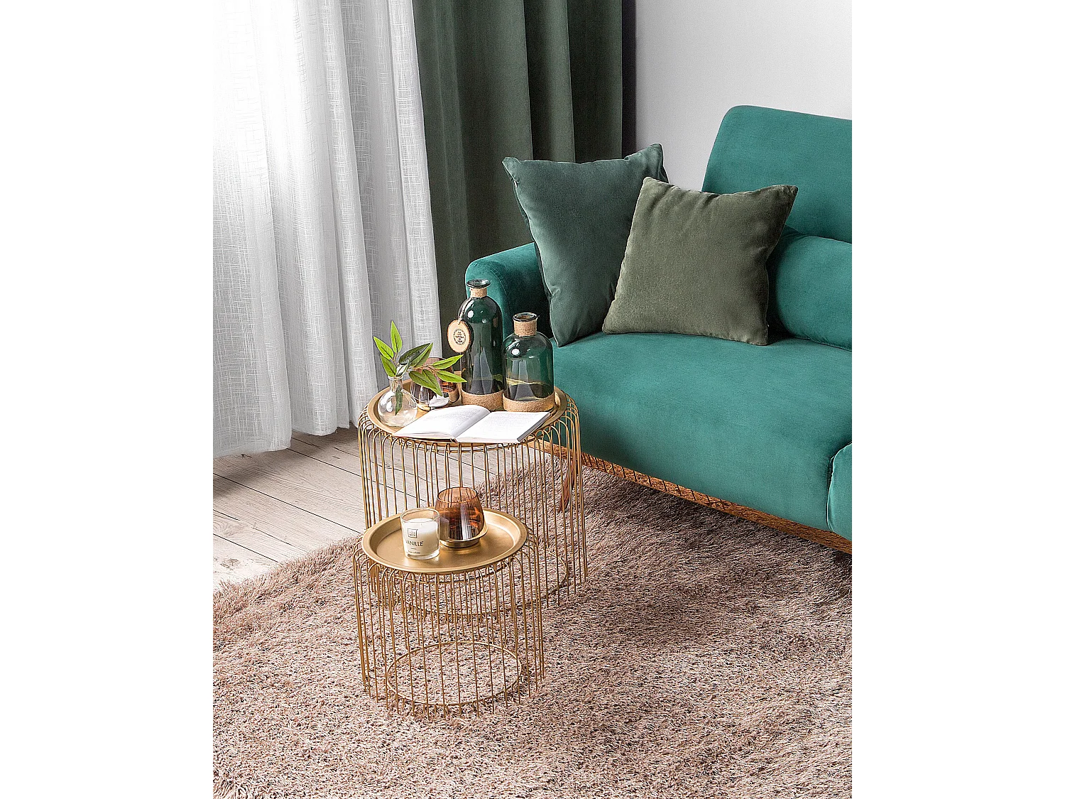 Eleganter beiger Teppich aus Polyester Hochflor 200 x 300 cm Cide