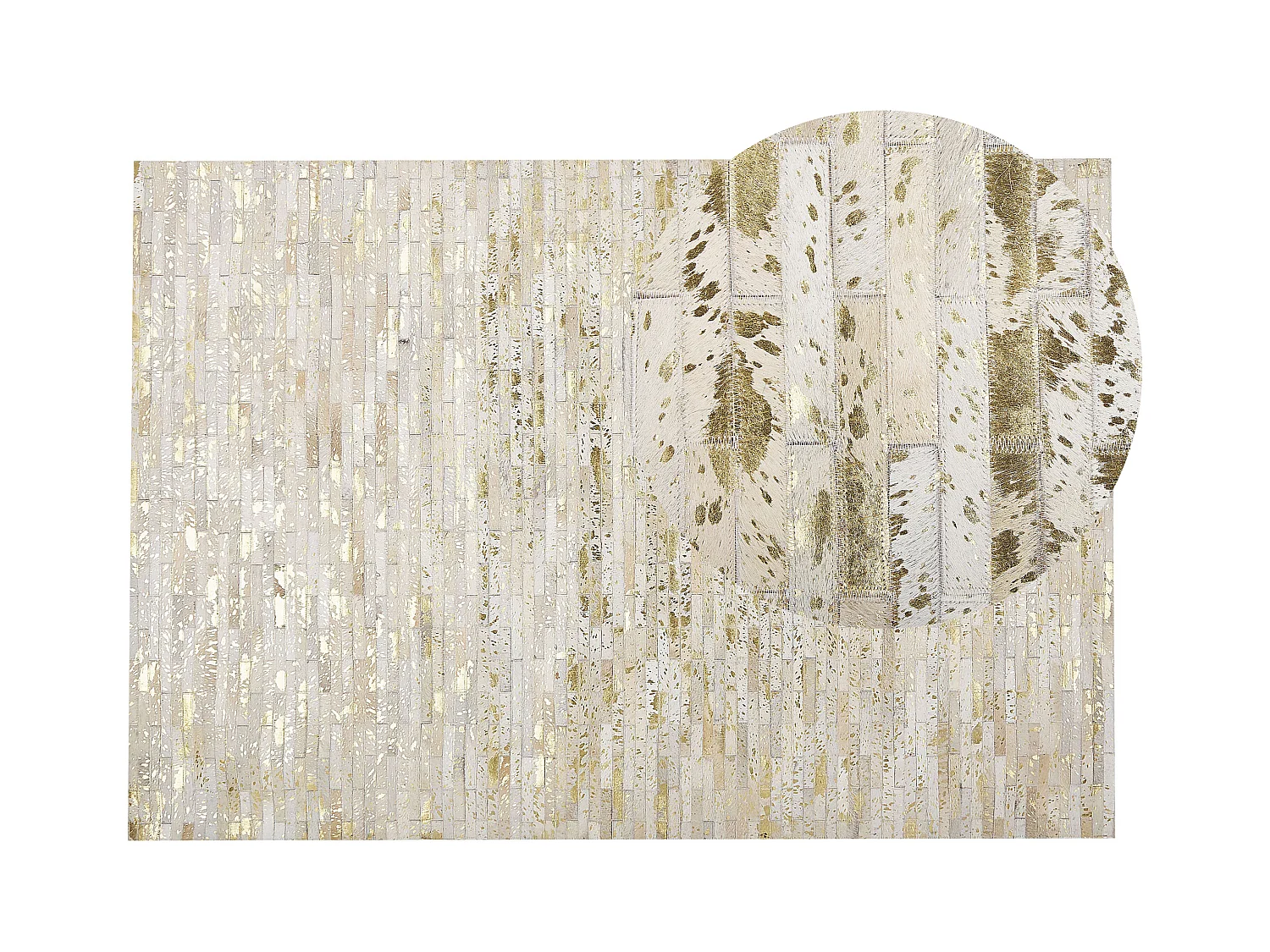 Tapis patchwork en cuir beige et doré 140 x 200 cm TOKUL