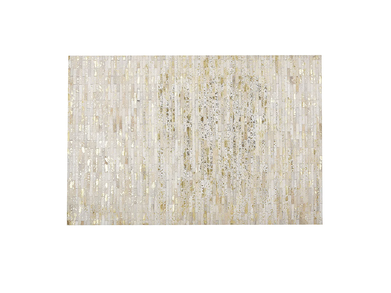 Tapis patchwork en cuir beige et doré 140 x 200 cm TOKUL