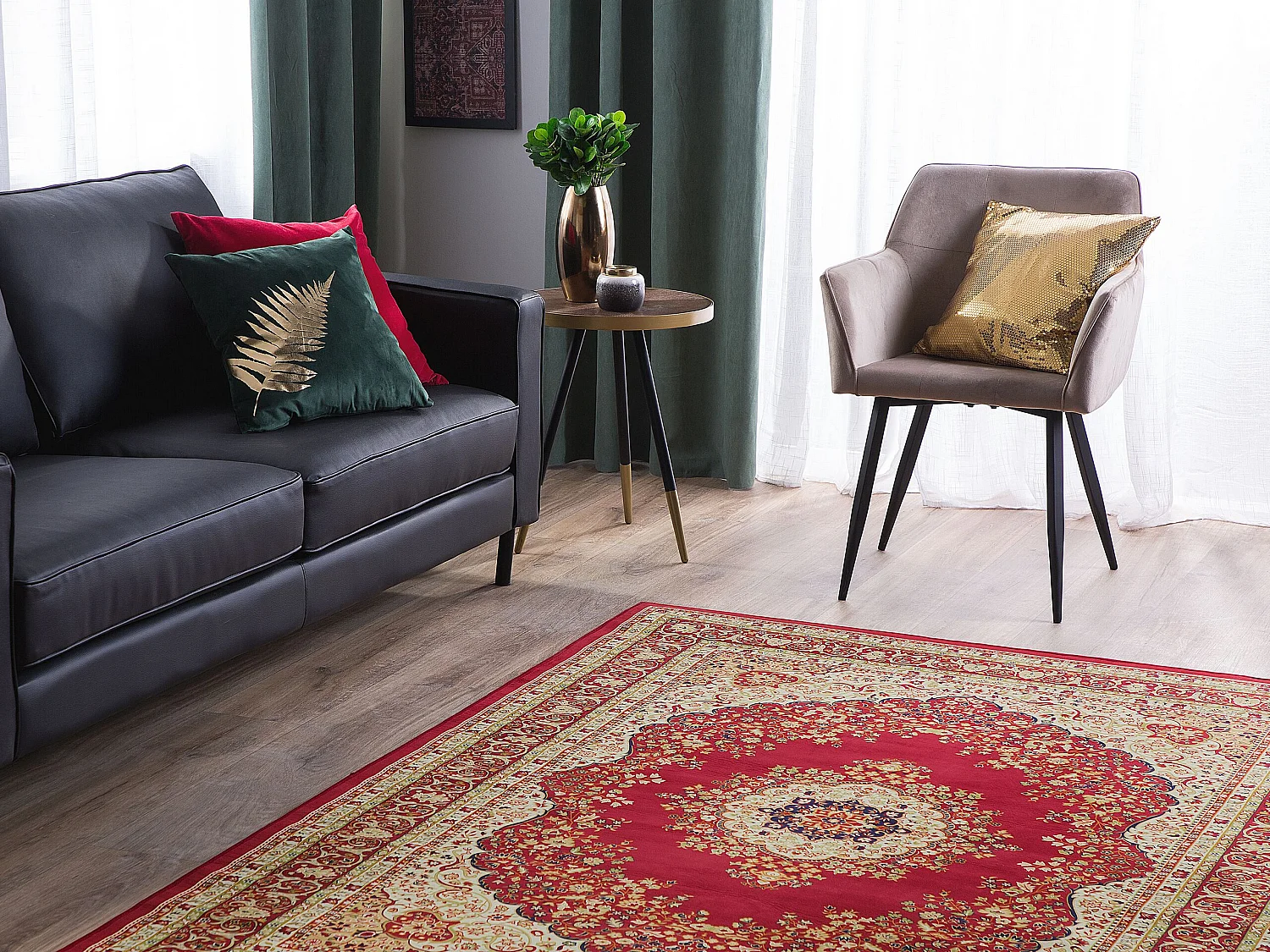 Vloerkleed polyester rood 160 x 230 cm KARAMAN