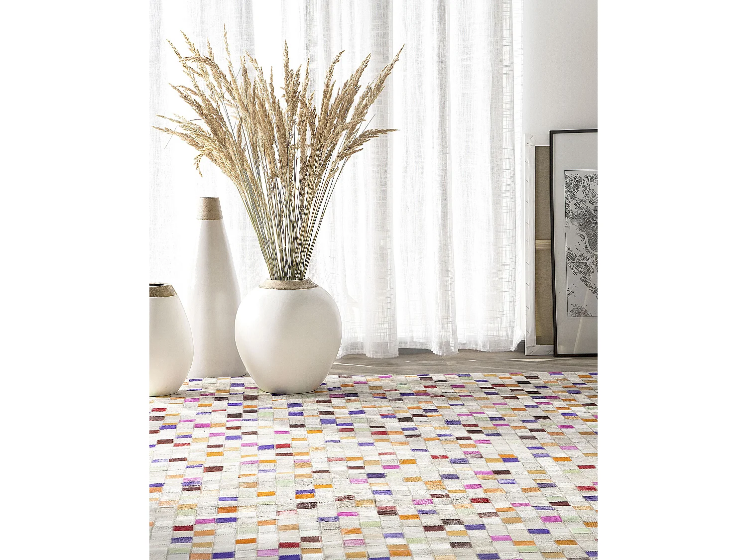 Vloerkleed ADVAN 140 x 200 cm Leer Multicolor