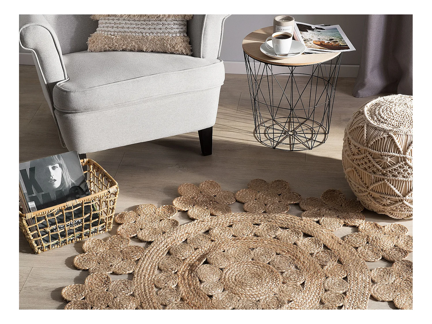 Tapis BIRECIK Beige ø 120 cm Jute
