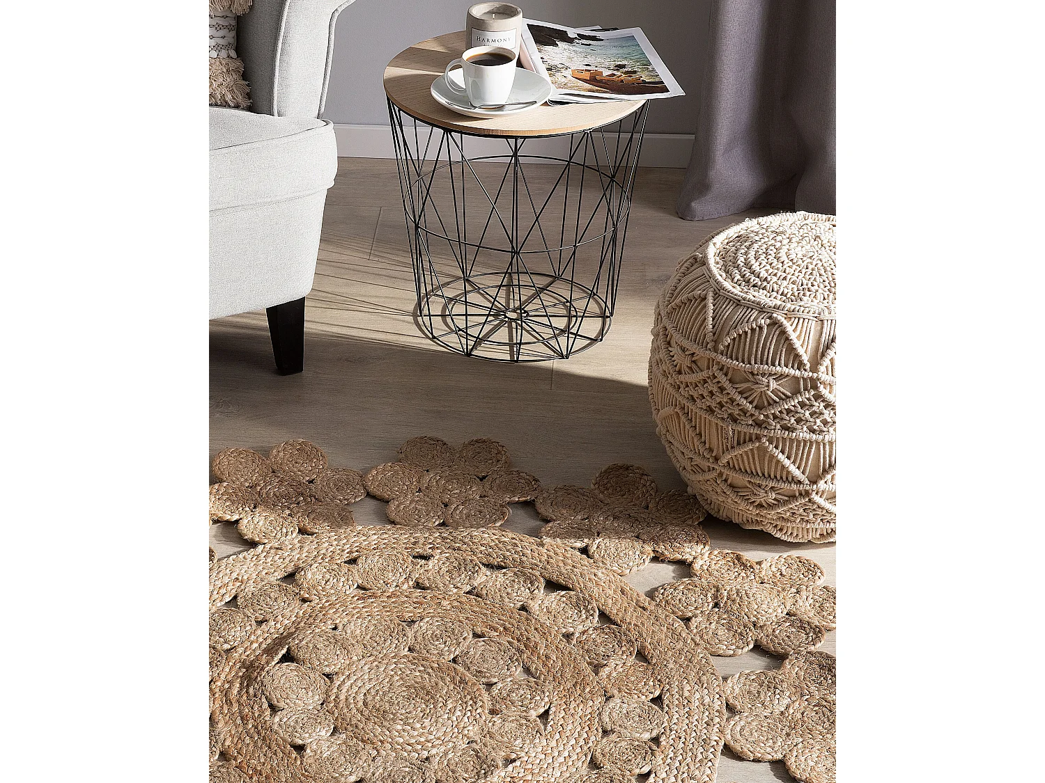 Vloerkleed BIRECIK ø 120 cm Jute Beige