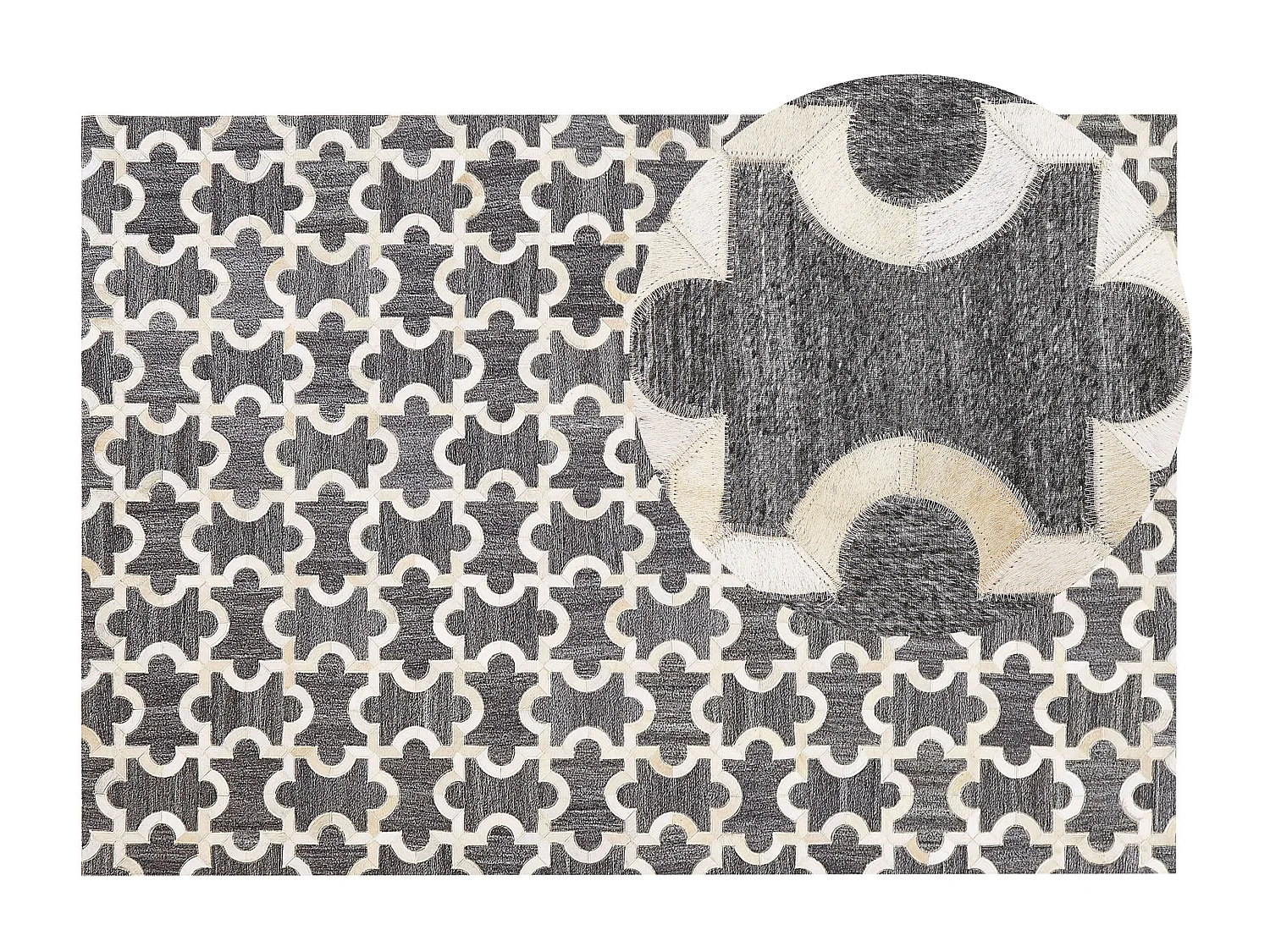 Dekorativer Lederteppich Patchwork Muster 160x230 cm grau/beige Yedisu