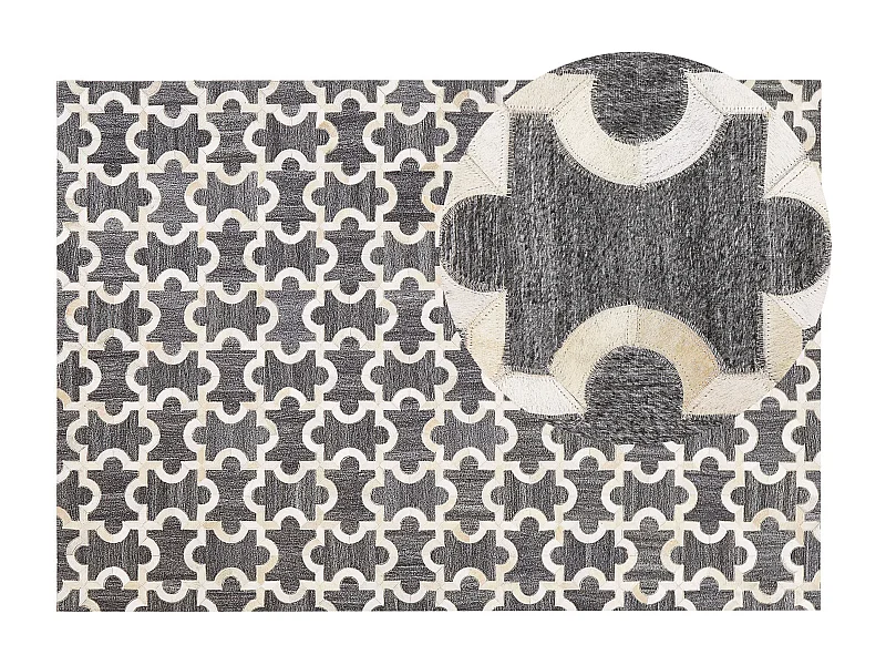 Dekorativer Lederteppich Patchwork Muster 160x230 cm grau/beige Yedisu