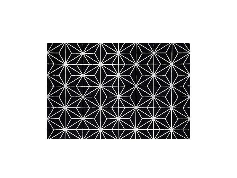 Moderner Teppich Schwarz geometrisches Muster Silber Kurzflor 140x200cm Sibel