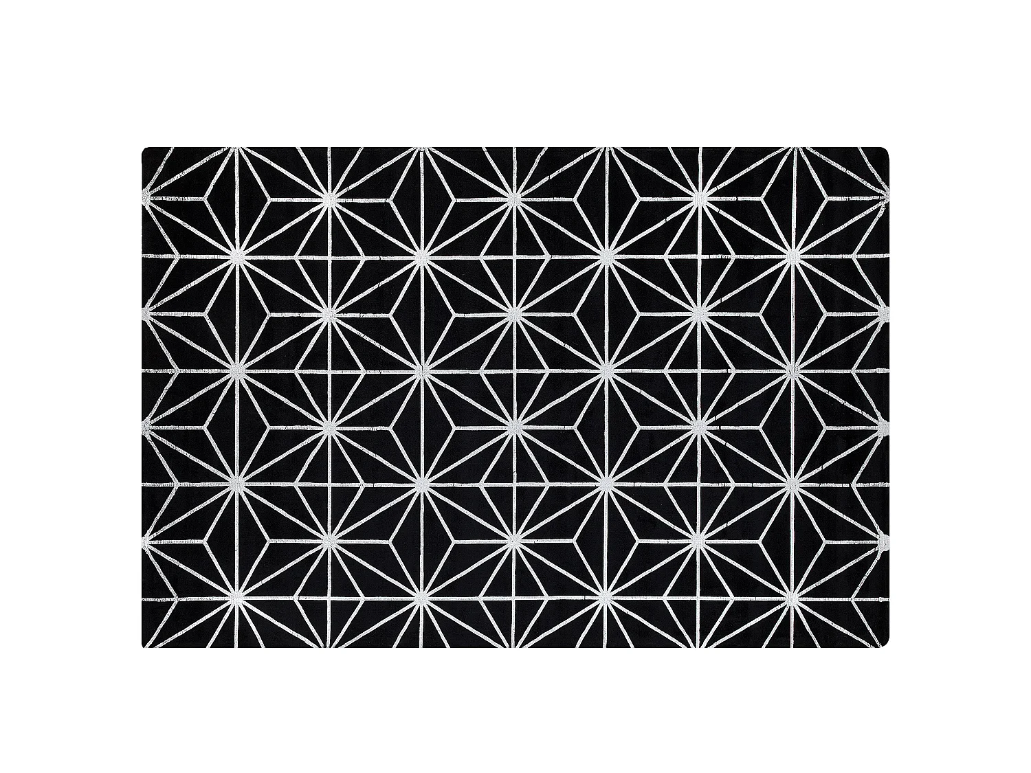 Moderner Teppich Schwarz geometrisches Muster Silber Kurzflor 140x200cm Sibel