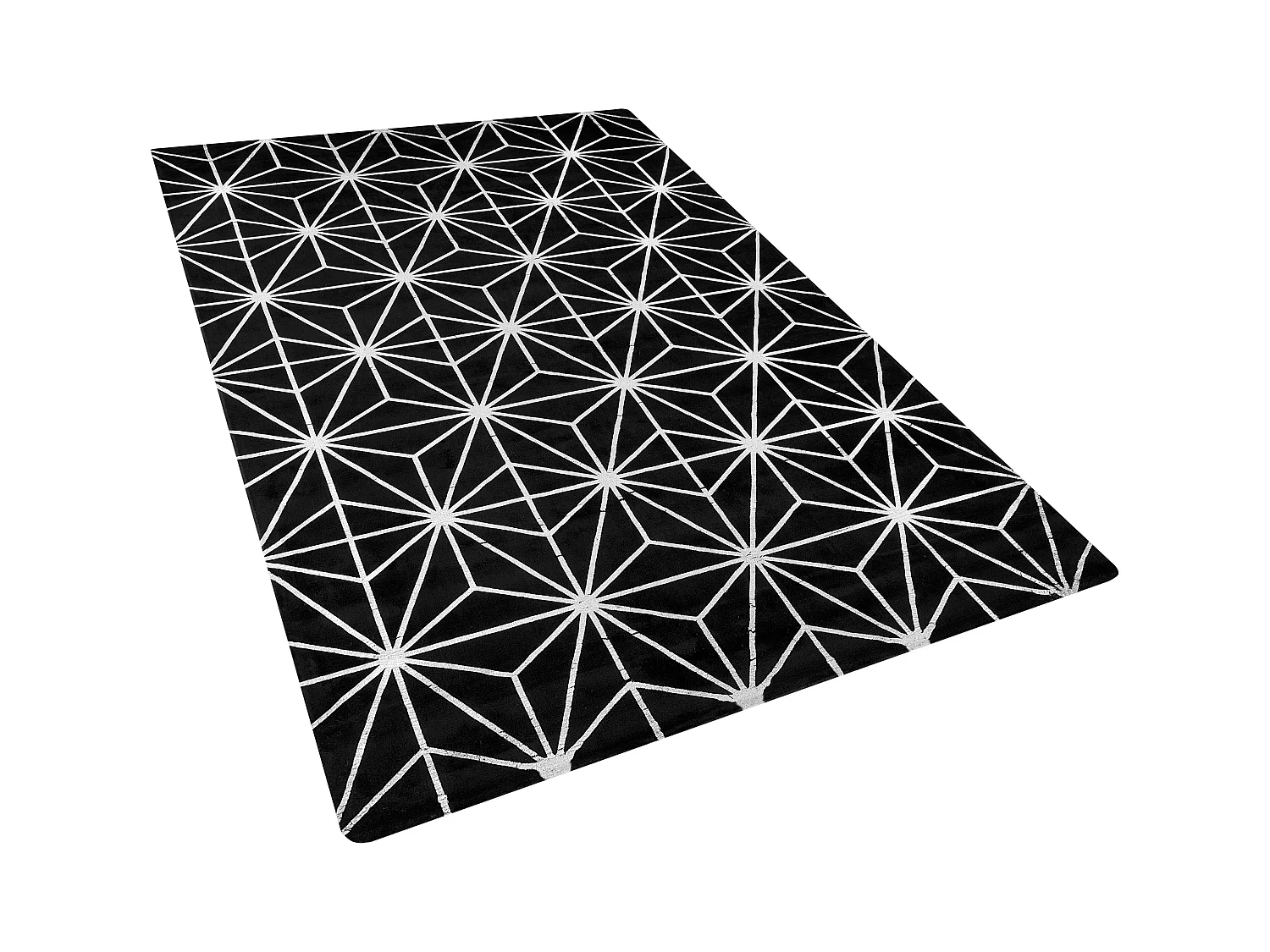 Moderner Teppich Schwarz geometrisches Muster Silber Kurzflor 140x200cm Sibel