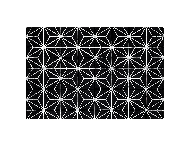 Moderner Teppich Schwarz geometrisches Muster Silber Kurzflor 140x200cm Sibel