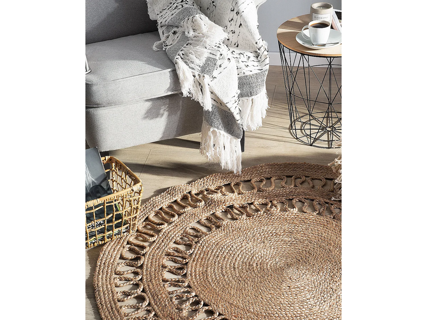 Vloerkleed DIKILI ø 120 cm Jute Beige
