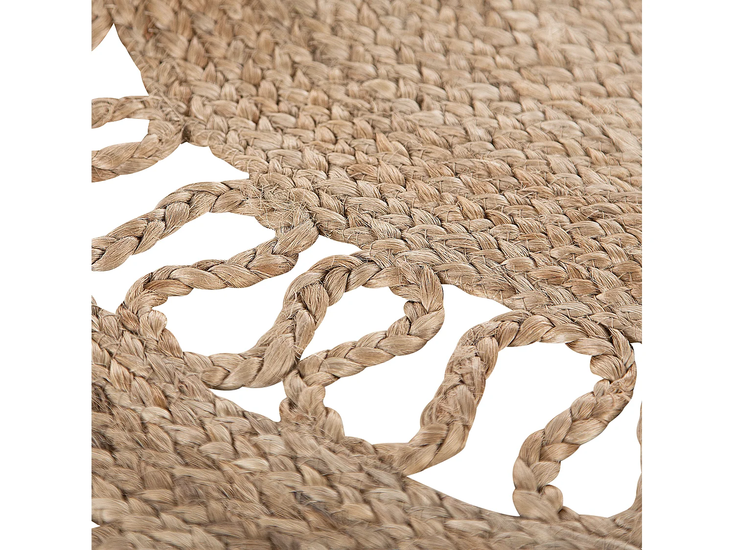 Hochwertiger Jute-Teppich beige in dekorativer Form ⌀ 120 cm Dikili