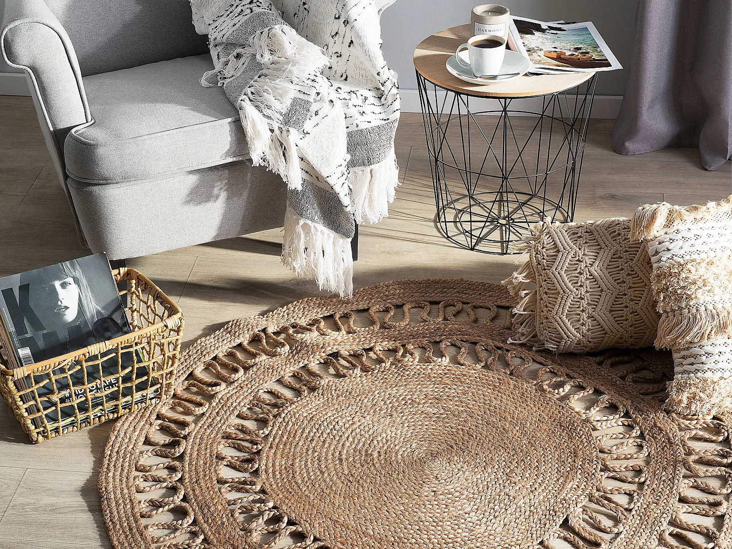 Rug DIKILI Beige ø 120 cm Jute