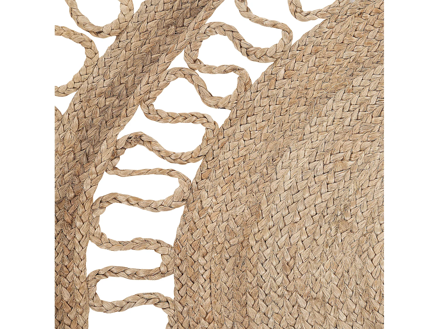 Hochwertiger Jute-Teppich beige in dekorativer Form ⌀ 120 cm Dikili