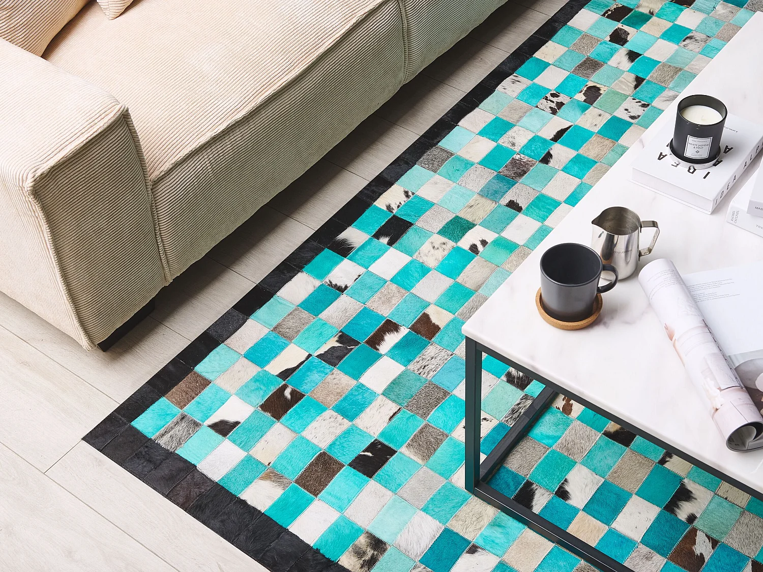 Tapis NIKFER 140 x 200 cm Cuir Bleu